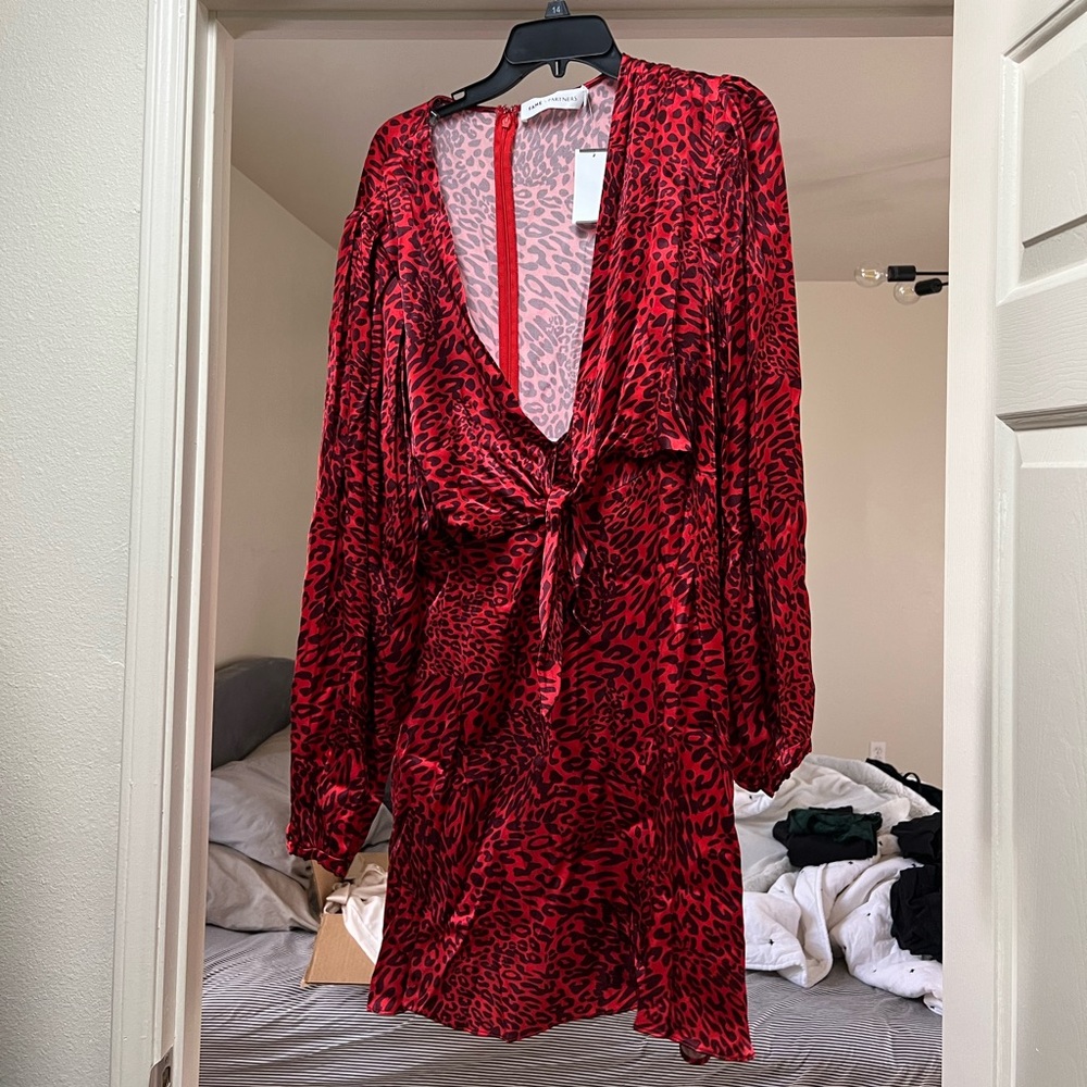 Fame and Partners red leopard dress